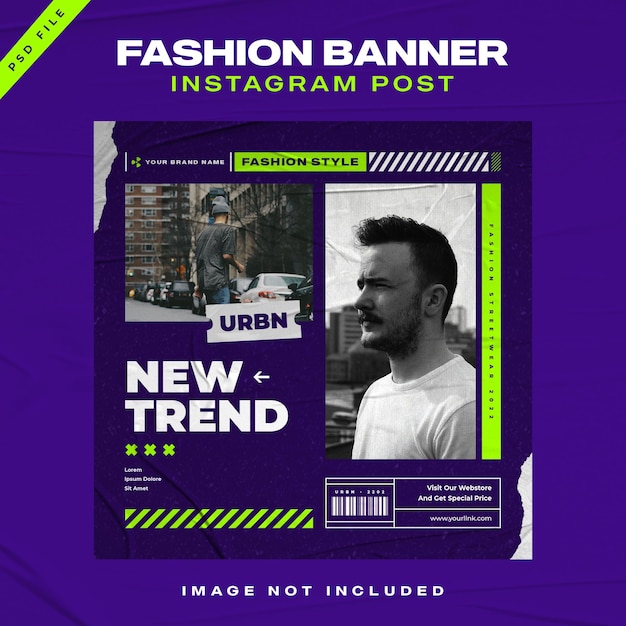 Streetwear fashion instagram post banner design template