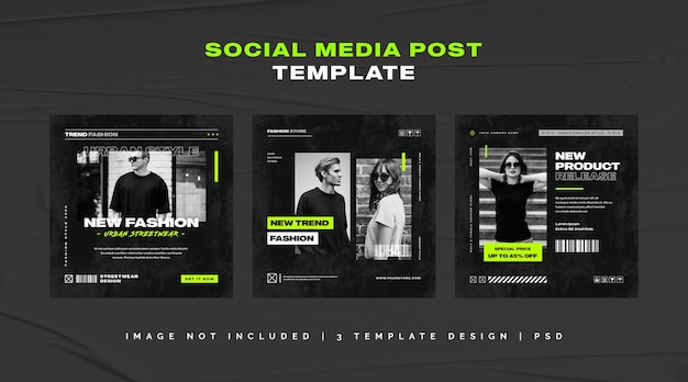 Streetwear fashion instagram post set premium psd