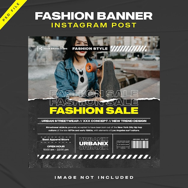 Streetwear fashion instagram post szablon projektu banera