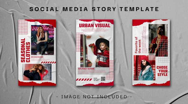 PSD streetwear fashion instagram story set white