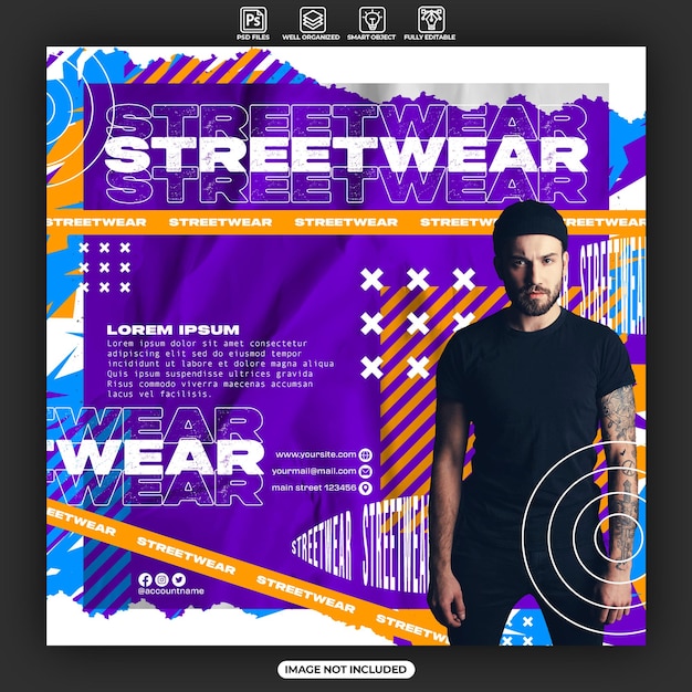 Streetwear fashion poster or banner design template