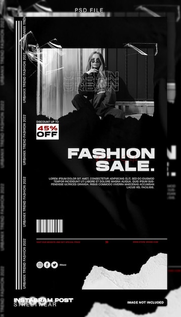 PSD streetwear urban fashion banner instagram verhaalsjabloon premium psd