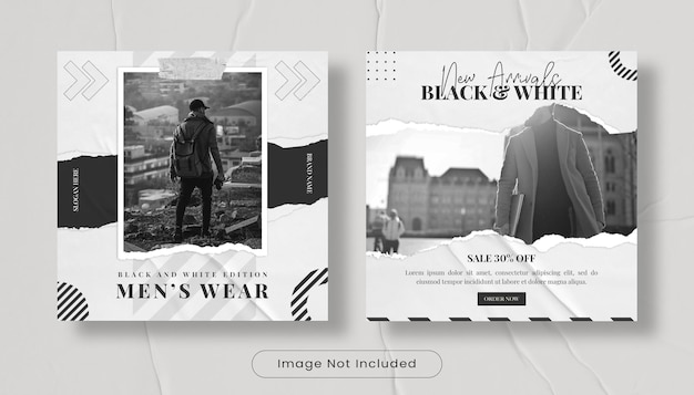 Streewear fashion instagram feed banner postsjabloon set