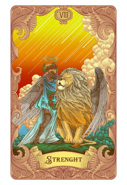 PSD strength tarot illustration