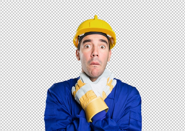 Stressed worker on white background