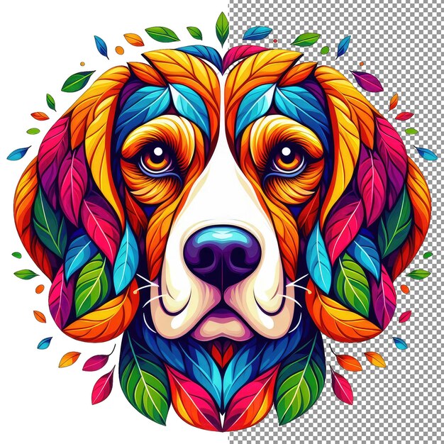PSD streszczenie psia artystyczna twarz psa na przezroczystym tle
