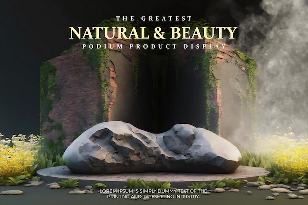 Streszczenie tło kamienny cokół do prezentacji produktu naturalny wyświetlacz produktu podium 3d