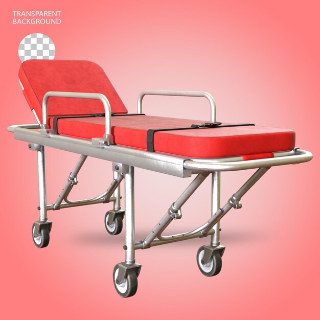 PSD stretcher hospital bed trolley isolated 3d rendered illustration