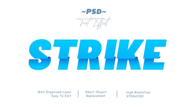 PSD strike gevouwen psd bewerkbaar teksteffect