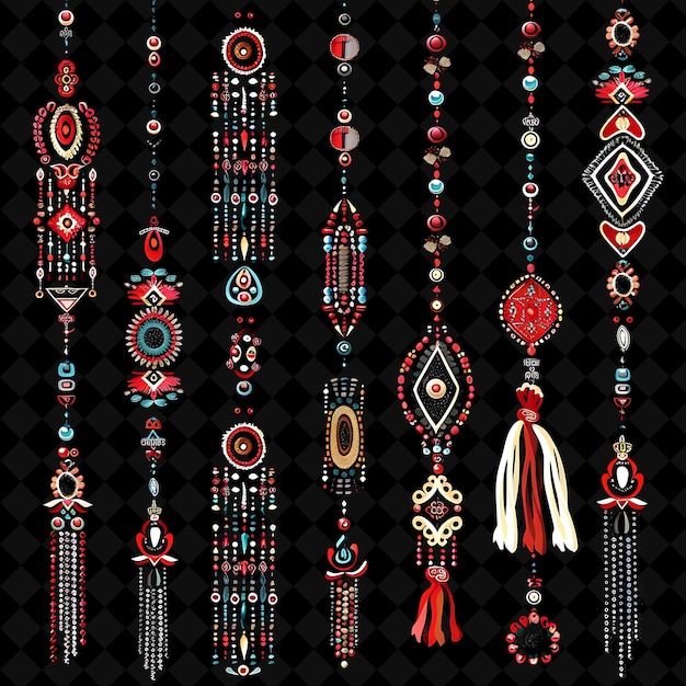 string of colorful beads attach with tassels borderlines des png collage art collections
