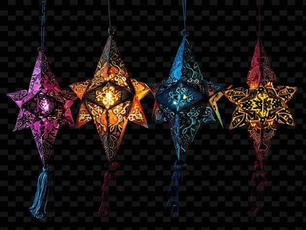 A string of colorful stars with a black background