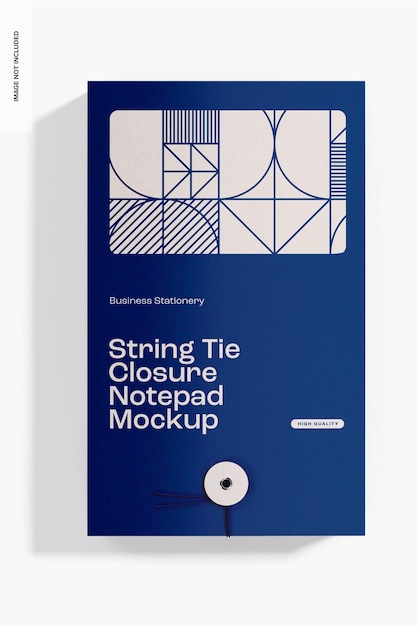 PSD string tie closure notepad mockup