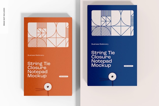 PSD string tie closure notepads mockup