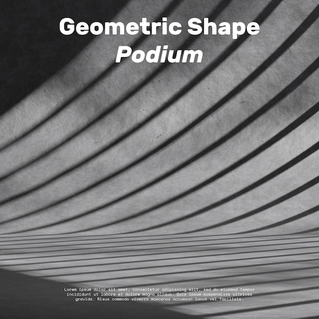 stripe shadow from above 3d image render blank space curved concrete floor podium in square