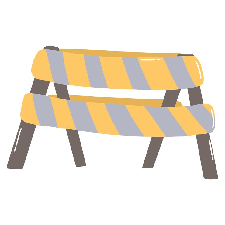 PSD striped barricade caution in construction