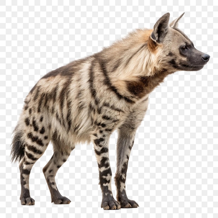 PSD striped hyena isolated on transparent background