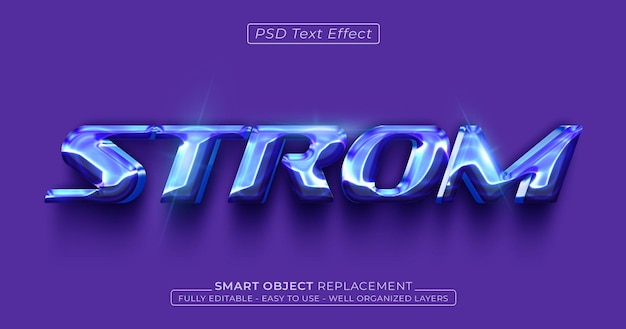 Эффект редактируемого 3d-стиля текста strom