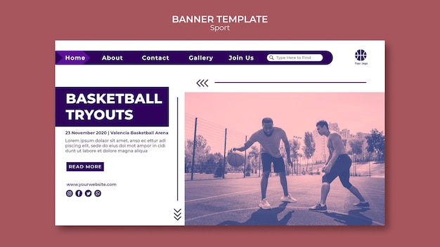 Strona docelowa do gry w koszykówkę