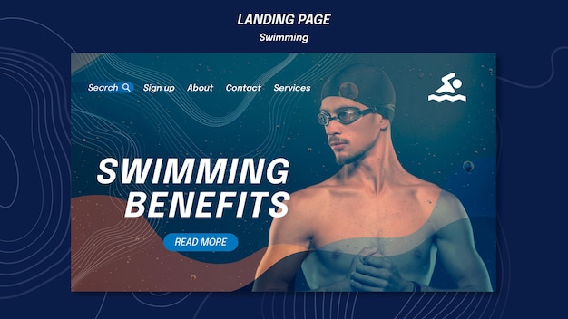 PSD strona docelowa szablonu korzyści pływania