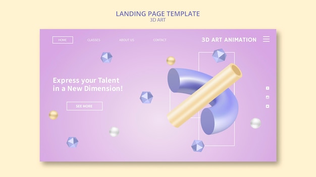 PSD strona docelowa sztuki 3d