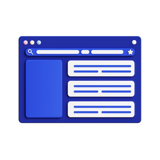 Strona internetowa 3d ilustracja renderowania na białym tle przezroczysty