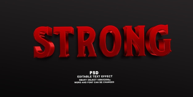 Strong 3d editable text effect photoshop psd template