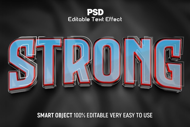 PSD strong 3d editable text effect style