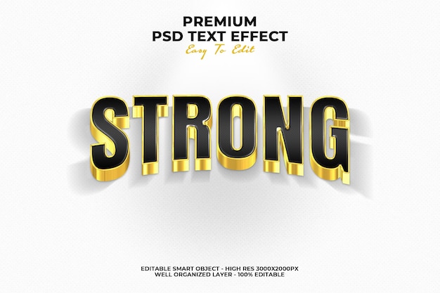 Strong 3d gold and black text effect