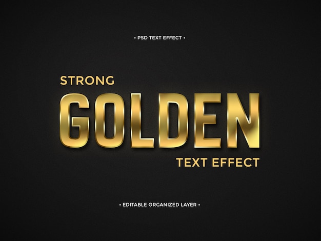 Strong Golden 3D Text Effect Editable and Bold Typography for Luxurious Design Projects