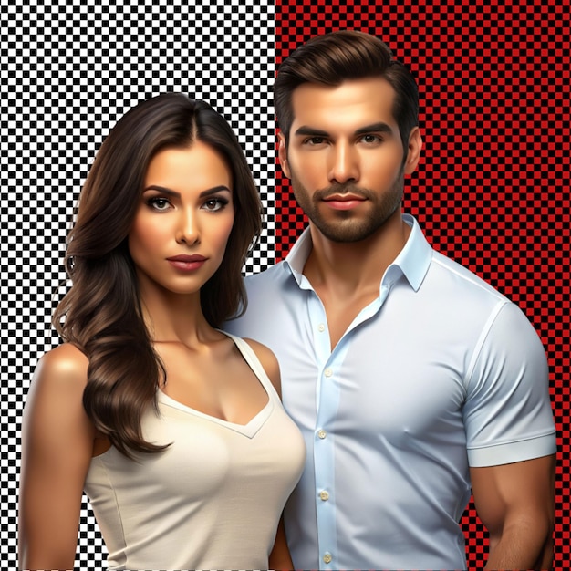PSD strong latin couple on transparent background