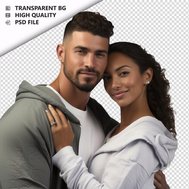 PSD strong latin couple ultra realistic style white backgroun