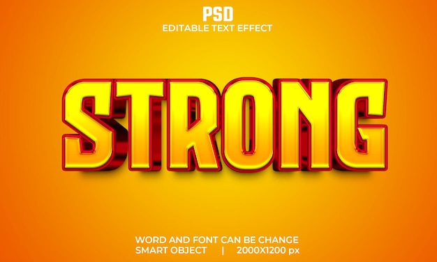 Strong red color 3d editable text effect Premium Psd with background