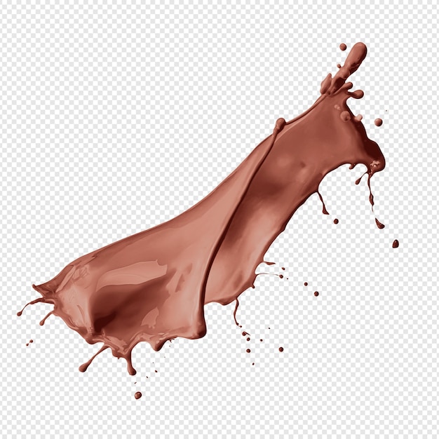 PSD strumień stopionej czekolady izolowany na przezroczystym tle