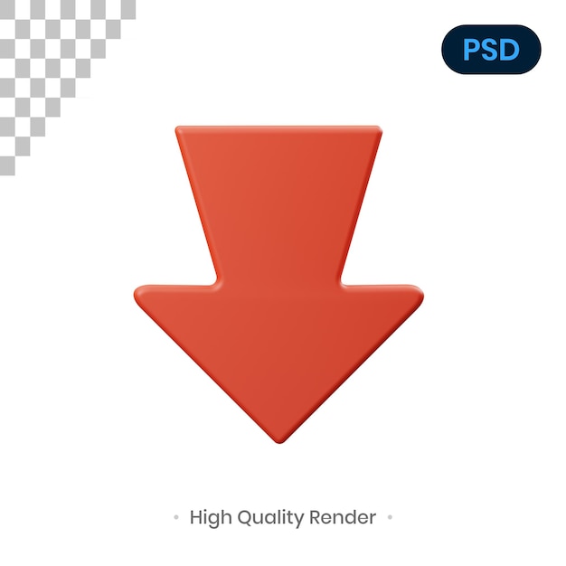 Strzałka Dolna Ilustracja Renderowania 3D Premium Psd