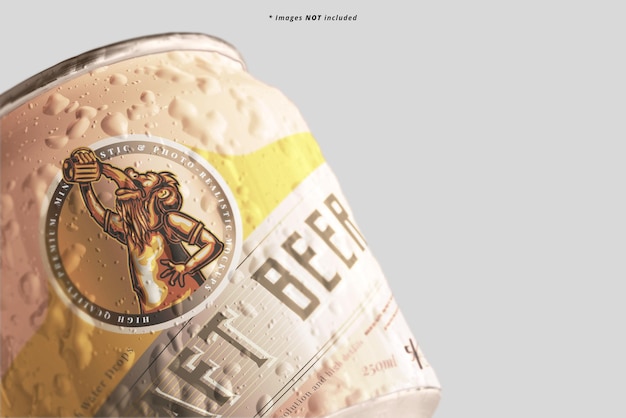 Stubby beer can mockup met condensatie-effect