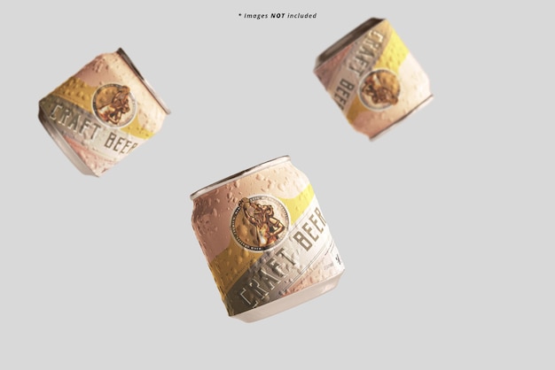 Stubby bierblikjes mockup met condensatie-effect