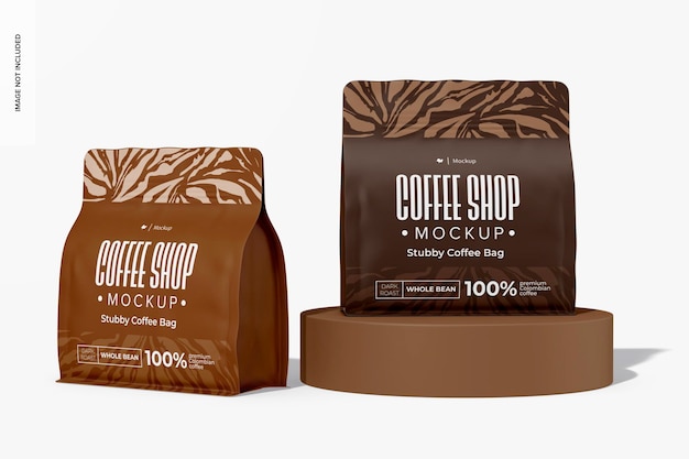 Stubby coffee bags mockup perspectief