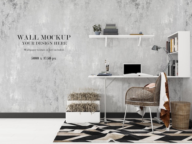 Studeerkamer muur mockup ontwerp