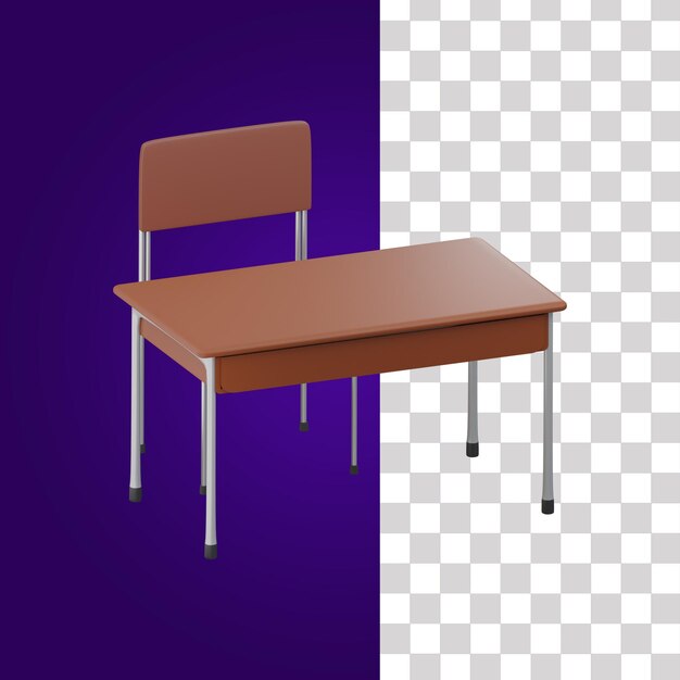 PSD student desk 3d icon