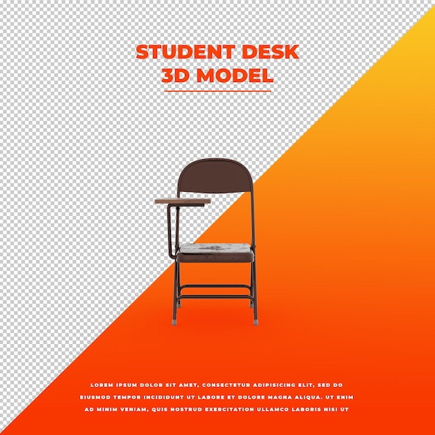 Student Desk 3d isolated model
