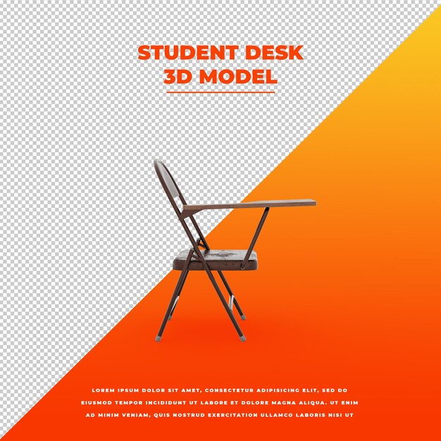 Student Desk 3d isolated model