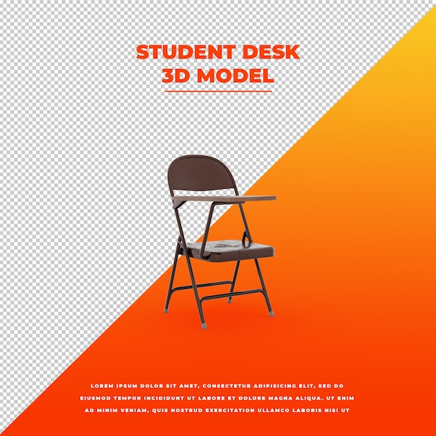 Student desk 3d isolated model