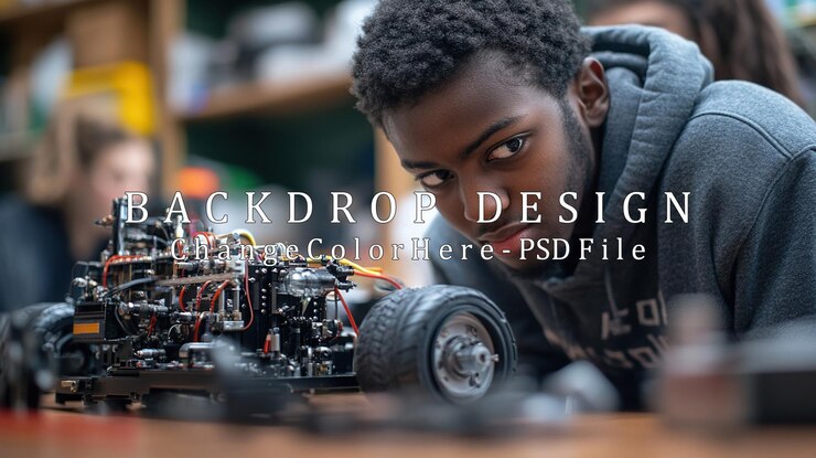 PSD student focused on his project