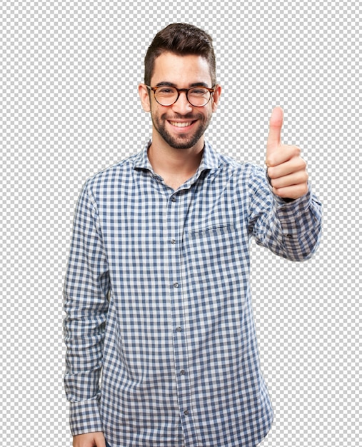 Student man doing okay symbol