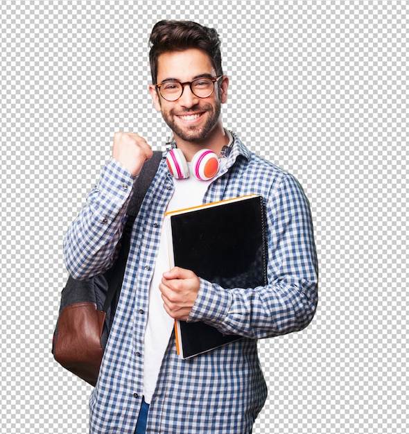 Student man holding a book