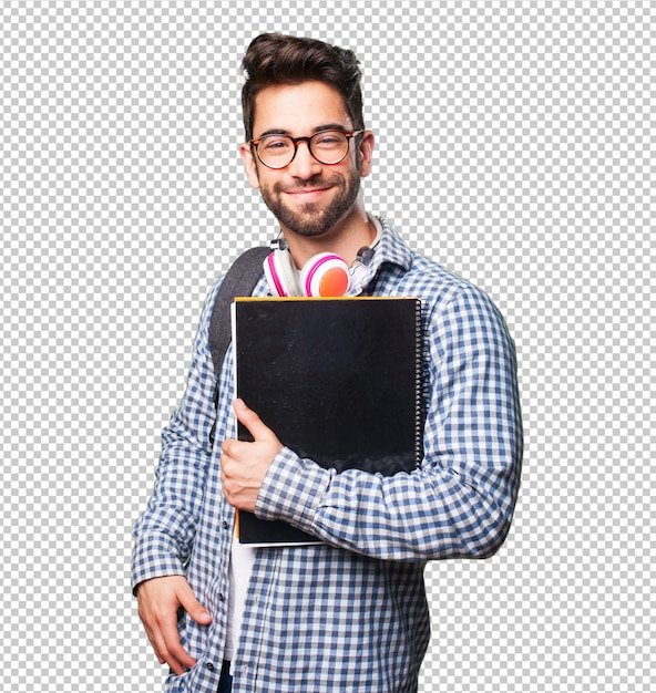 Student man holding a book