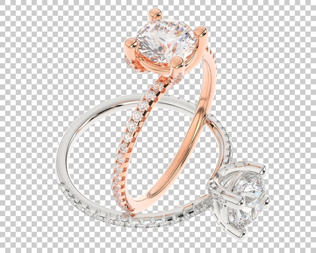 Studio diamanten ring geïsoleerd op een witte achtergrond 3D-rendering illustratie