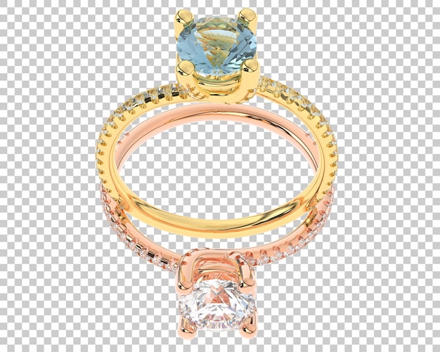 Studio diamond ring isolated on white background 3d rendering illustration