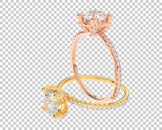 Studio diamond ring isolated on white background 3d rendering illustration