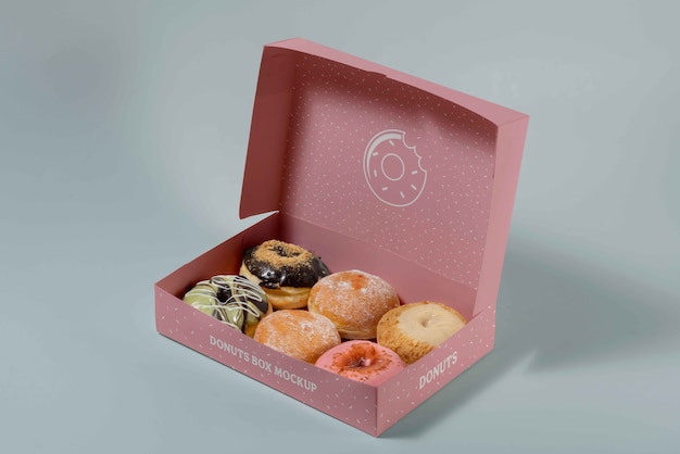 Studio donut box branding mockup